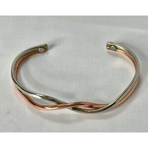 Sergio Lub "Life's Force" Magnetic Copper & Silver Signed Cuff Bracelet 6"